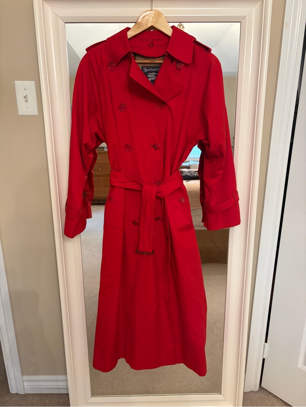 Burberry Bold Red Double-Breasted Trench Coat